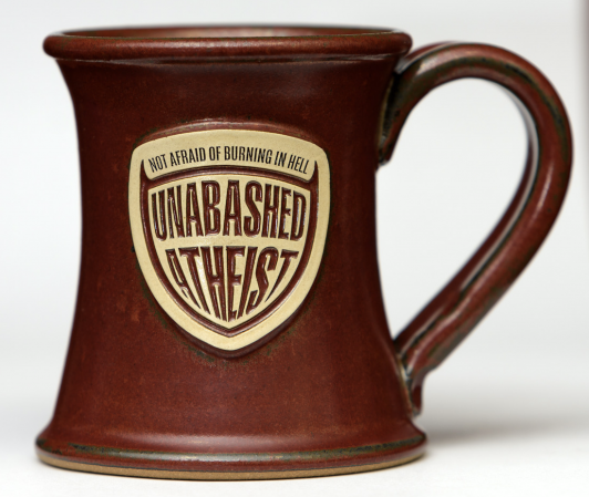Unabashed Atheist sunfire red stoneware mug